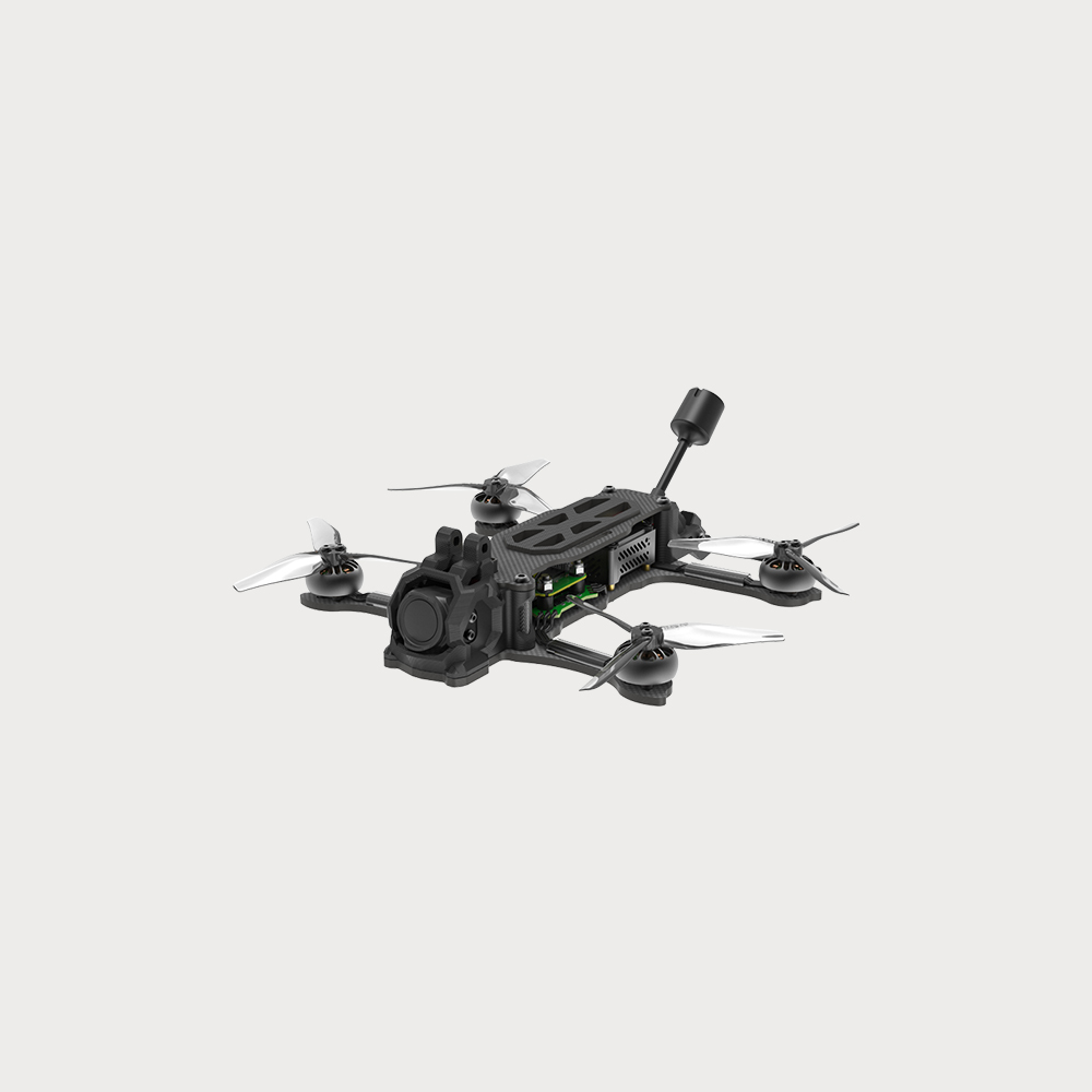 The H-shaped frame structure for balance, no props in view UAV